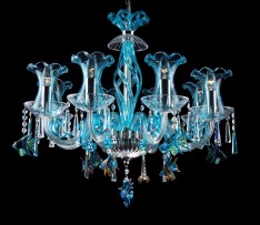 Blue chandelier the sea aquarium with glass vases