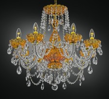 Orange crystal chandelier with PK500 hand cut onAmber glass