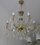 6 Arms Crystal cast brass chandelier - Gold brass & Hand blown bobeches in real Interior