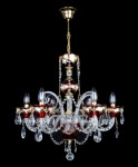 Petit lustre rouge rubis avec métal doré