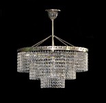 Lustre tambour en forme de 3 cascades de petites pierres de cristal