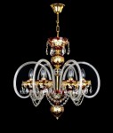 Lustre moderne en cristal à 6 ampoules en verre rubis