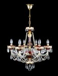 Lustre traditionnel tchèque en verre rubis à 6 branches