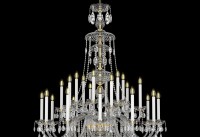 Grand lustre en cristal tchèque avec de longues bougies de style français ancien