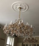 Colored Theresian crystal chandelier 18 bulbs, colored almonds