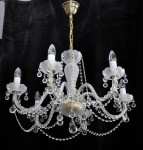 White sand blasted chandelier  with round Slavic shapes