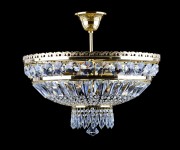 Lustre en cristal à 6 ampoules et panier en laiton