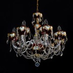 Lustre en cristal rouge rubis de taille moyenne