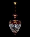 Lampe à panier en cristal rouge rubis avec rosace de plafond