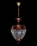 Lampe à panier en cristal rouge rubis avec rosace de plafond