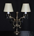2 Arms Cast brass tablecrystal lamp with lampshades