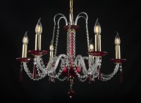 Lustre en cristal rubis et métal doré (2)