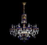 Lustre en cristal bleu suspendu avec garnitures bleues