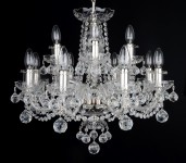 Silver crystal chandelier made of hand cut leaded crystal glass - cut balls