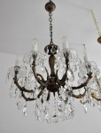 Lustre en métal brun et cristal