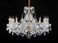 Lustre luxueux à 12 bras en verre taillé Cristal de Bohème