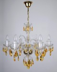 6 Arms crystal chandelier with cut crystal yellow almonds - yellow Amber