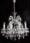 General view of a crystal chandelier hanging