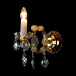 Applique à un bras Maria Theresia avec bougie dorée (flamme) - tube de protection en verre blanc