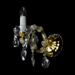 Applique à un bras Maria Theresia avec bougie dorée (flamme) - tube de protection en verre blanc "light off" (éteint)