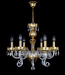 Luxury gold enameled crystal chandelier 6 bulbs