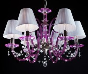 Lustre en verre violet avec abat-jour