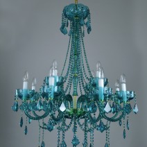 Lustres et lampes en cristal bleu-vert de couleur turquoise