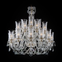 Grand lustre de luxe en cristal avec papillons en verre