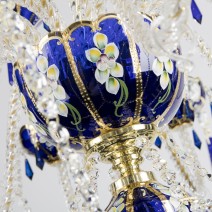 Lustre à 18 branches en verre d'art EGERMANN bleu saphir