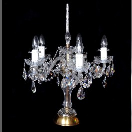 Lampe de table à 5 bras en cristal avec amandes en cristal de Swarovski - laiton ANTIQUE