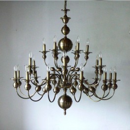 24 Arms stainedbronze Dutch chandelier - manually pressed brass parts ANTIK