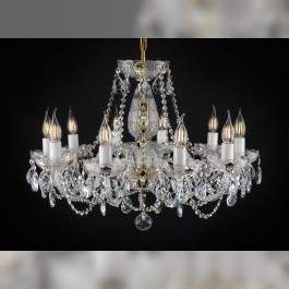 Lustre traditionnel en cristal tchèque à 10 bras, PK500 taillé à la main