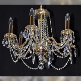 Lustre à 6 bras en laiton moulé avec bras torsadés brillants