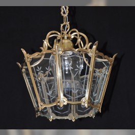 Lanterne décorative en laiton avec garnitures en cristal plat sans la rosace de plafond
