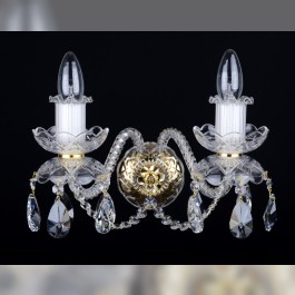 2 Arms crystal  wall light with cut almonds