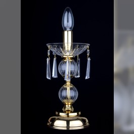 Lampe de table à 1 ampoule en cristal avec sabots hexagonaux en cristal taillé