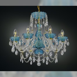Lustre de luxe en cristal bleu