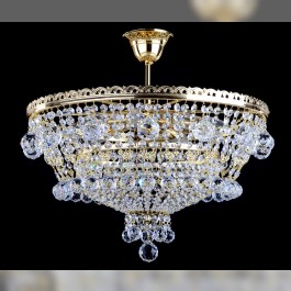 9 Bulbs basket crystal chandelier with cut crystal balls - Swarovski trimmings