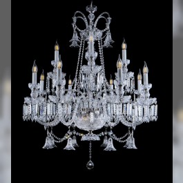 Lustre château à 12 bras en cristal et métal argenté