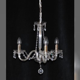 3 Arms plain crystal chandelier with cut crystal drops
