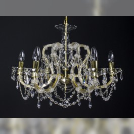 Lustre en cristal de Marie-Thérèse doré avec 6 bras en métal