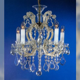 Lustre en cristal de Marie-Thérèse à 5 flammes avec des pendeloques en cristal taillé