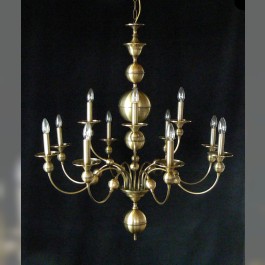 Lustre hollandais à 12 branches en laiton teinté