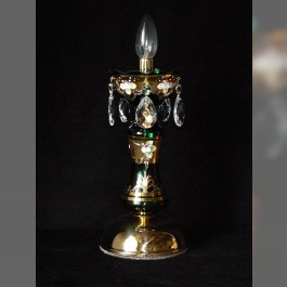 Petite lampe verte en cristal en verre de Bohême