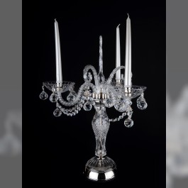 Chandelier à 3 bras en argent avec boules en cristal taillé