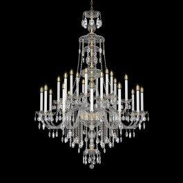 Grand lustre en cristal avec de longues bougies de style français ancien