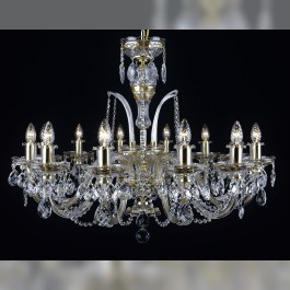 Lustre de luxe en cristal doré à 12 bras