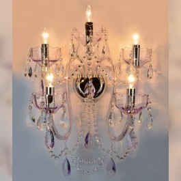 Grande applique en cristal avec verre violet améthyste - état allumé