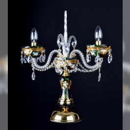 Lampe de table de luxe en cristal vert avec 3 ampoules