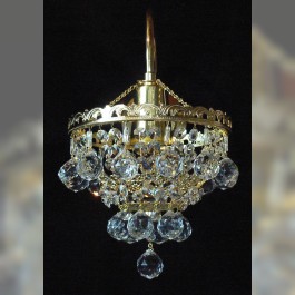 Applique en cristal à 1 bras en métal et boules en cristal taillé - Laiton brillant